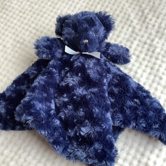Blankets and Beyond Blue Plush Bear Lovey Security Blanket Stuffed Animal Toy - Picture 2 of 9